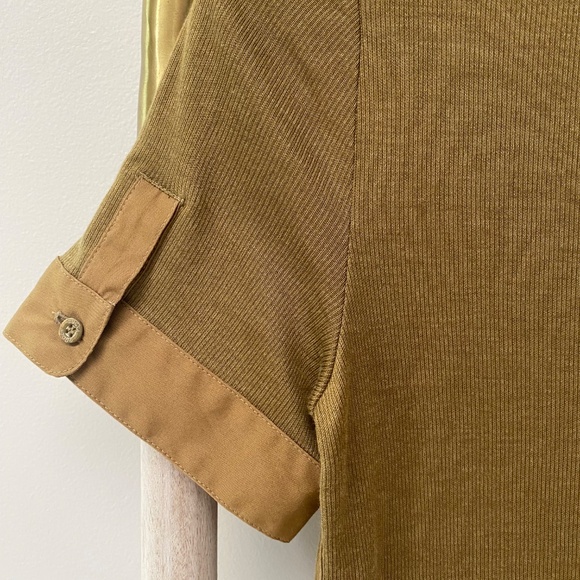 Gucci Ribbed Short Sleeves Silk Cotton Khaki Green Top Italy Size M - Picture 3 of 12